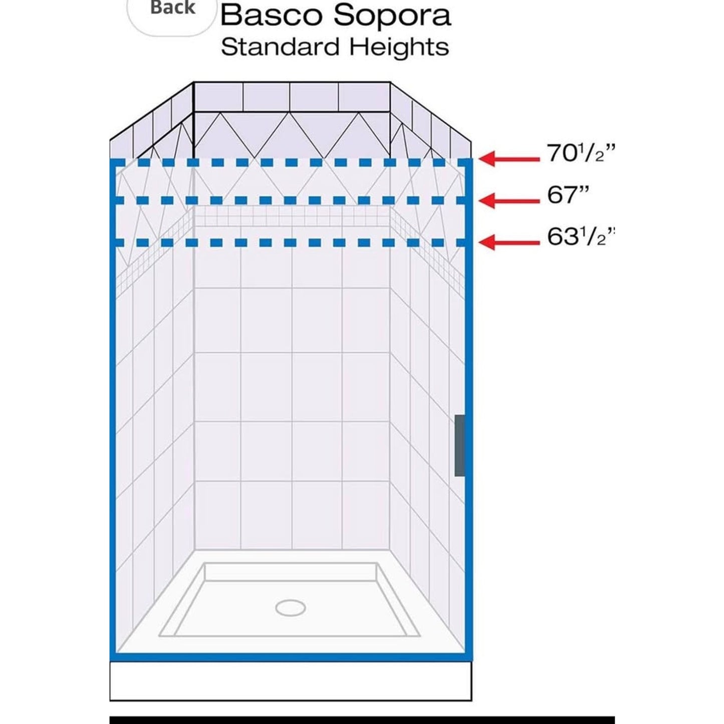 Basco Sopora 34.25- 36 in. Width, Pivot Shower Door, Clear Glass, Silver Finish