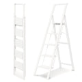5 Step Ladder, Ladders for Home, Anti-Slip Pedals, Foldable, Lightweight to Move 300lbs - White