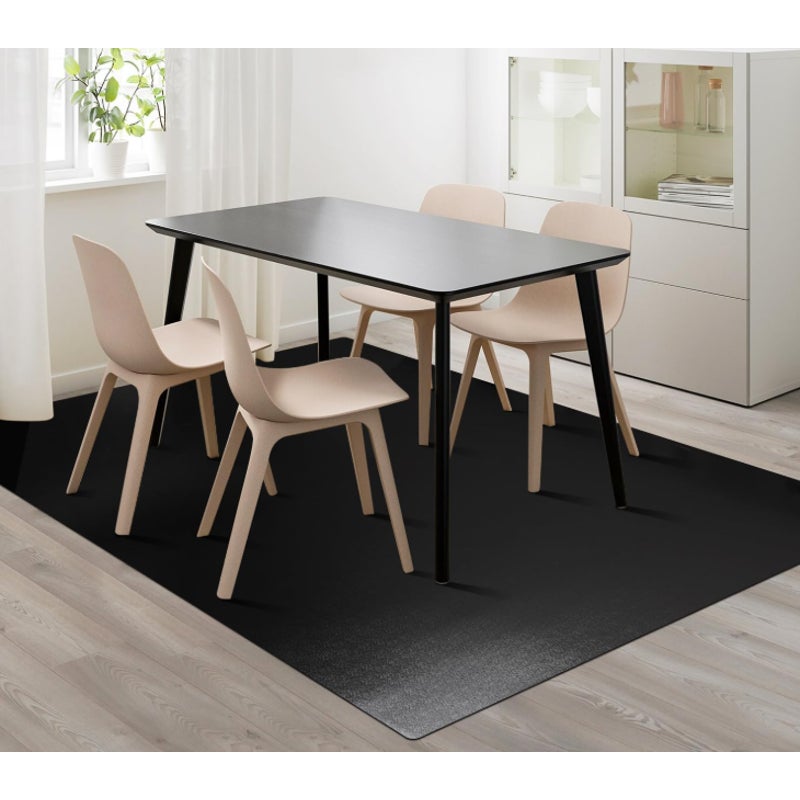 Vinyl Floor Mat for Home, Waterproof Area Mat for Under Dining Room Table Black, 8'×12'