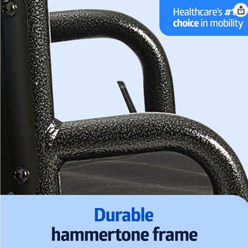 Medline Comfortable Folding Wheelchair with Swing-Back, Desk-Length Arms and Elevating Footrests