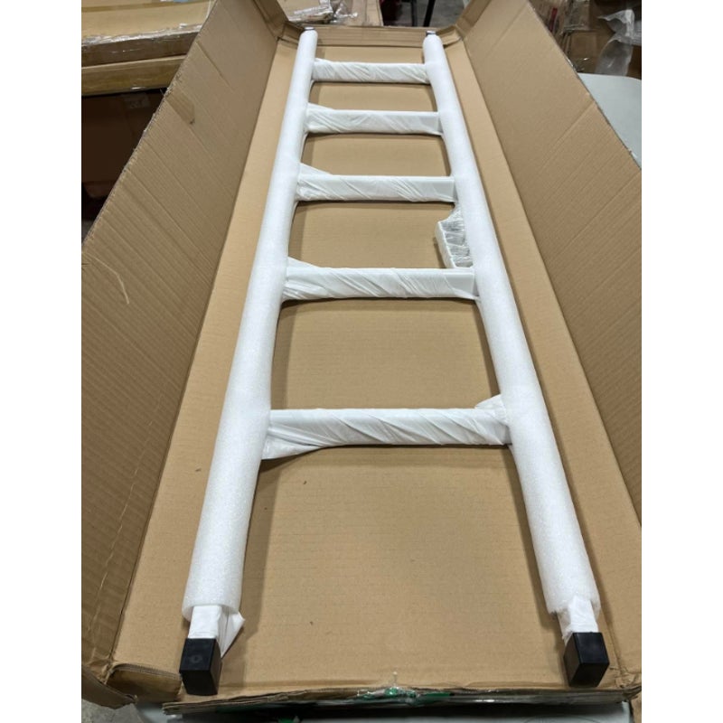 White Bunk Bed Ladder 60 inch with 4 Hooks, One Piece Steel Structure