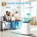 14000 BTU Portable Air Conditioner, with Remote Control 3-in-1 Ultra-Quiet Cooling, Dehumidifier & Fan for Rooms Up to 700 Sq. Ft. – Sleep Mode, 24H Timer & Windows Kit