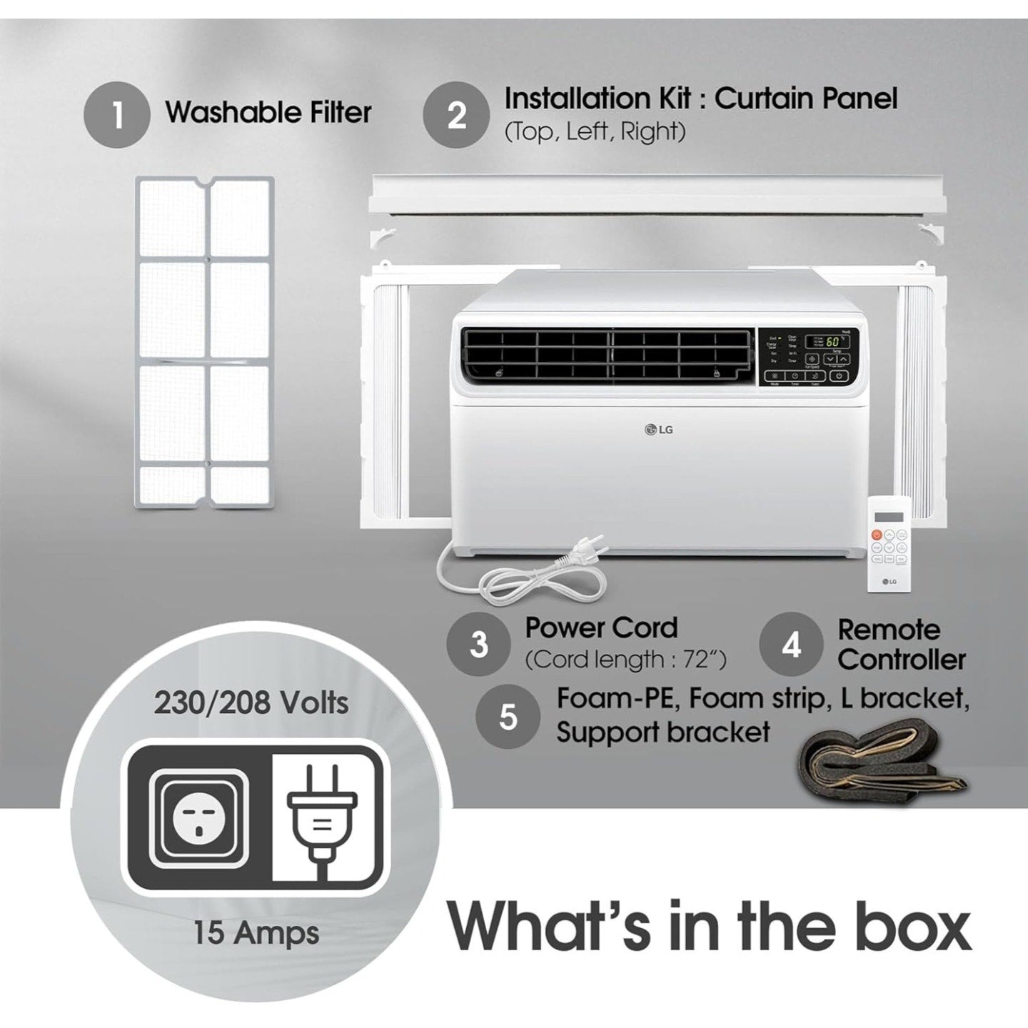 LG 14,000 BTU DUAL Inverter Smart Window Air Conditioner, 115V, Cools 700 Sq. Ft. for Bedroom,