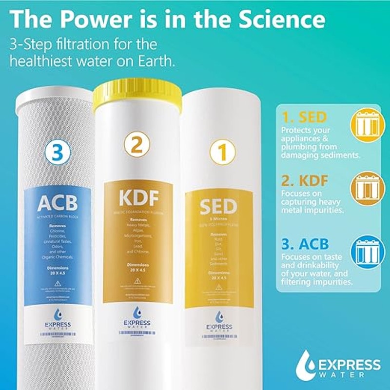 Express Water Whole House Water Filter System, HEAVY METAL, 3 Stg, Targets Lead, Arsenic, Chromium