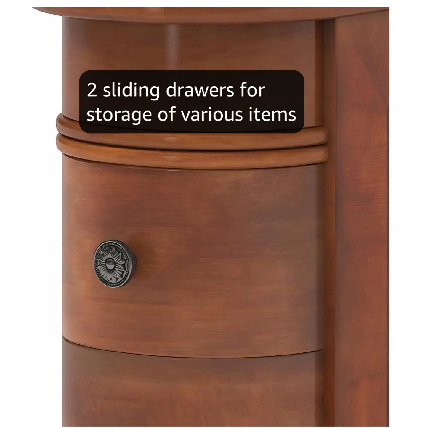 LITTLE TREE Wood End Table with 2 Drawers Sofa Side Table, No Assembly Required Vintage