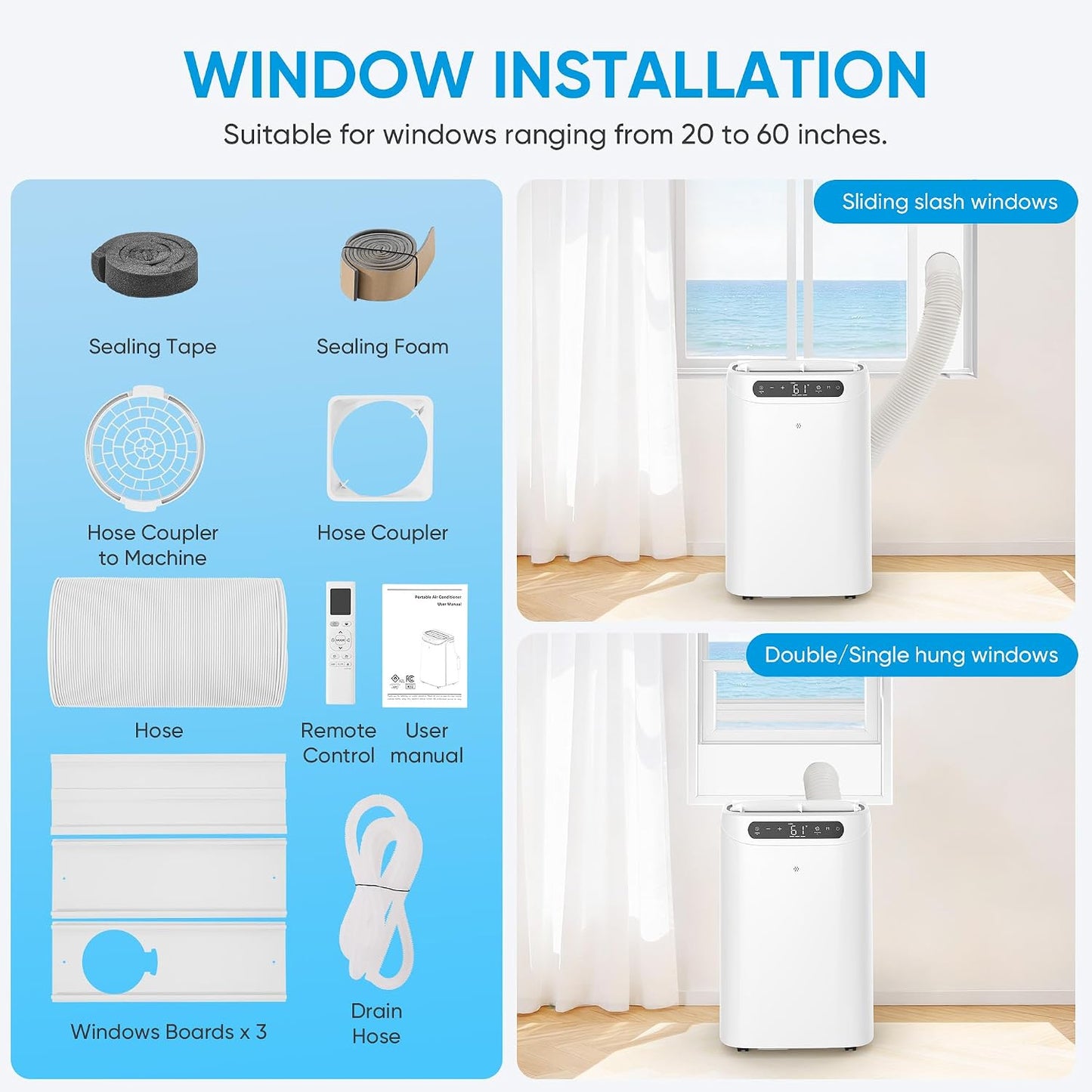 12000 BTU Portable Air Conditioners for Room Cooling up to 500 Sq Ft,  AC Unit with Dehumidifier Fan