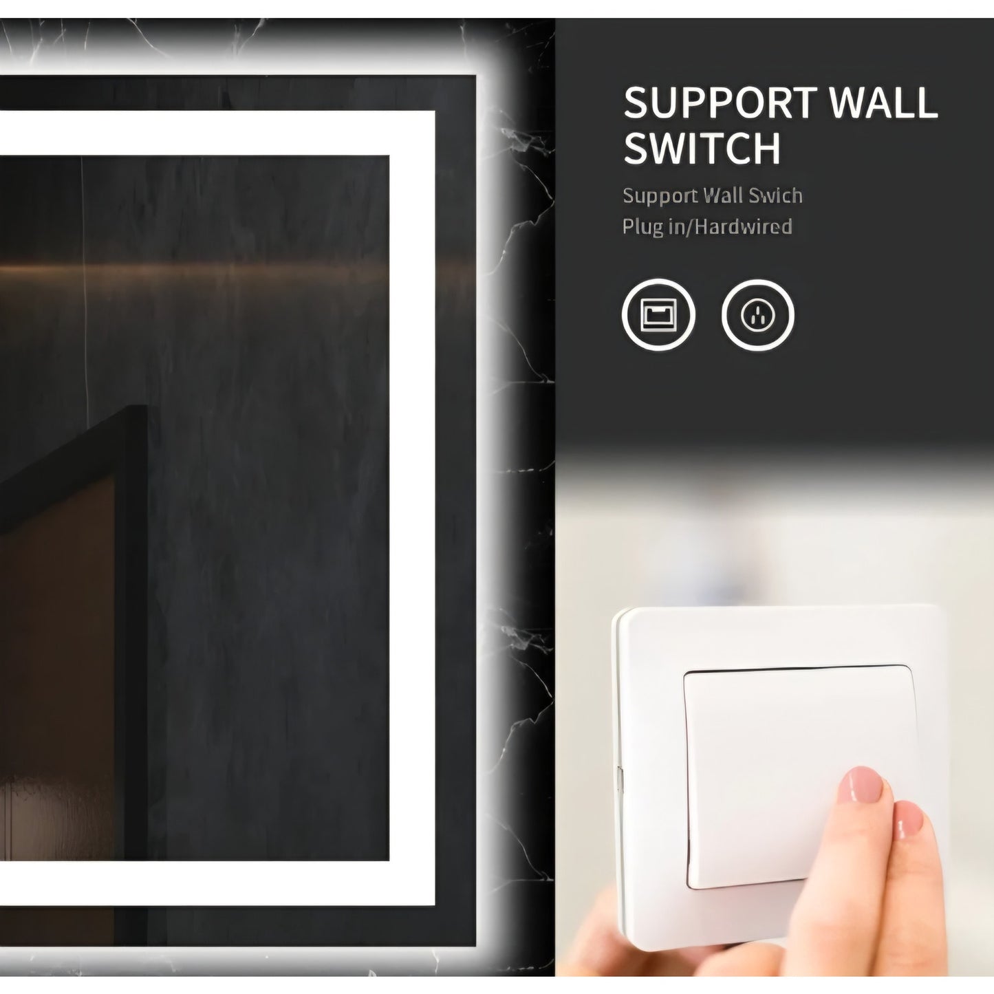 60X28 LED Bathroom Mirror with Lights, Anti-Fog, Dimmable, Backlit + Front Lit