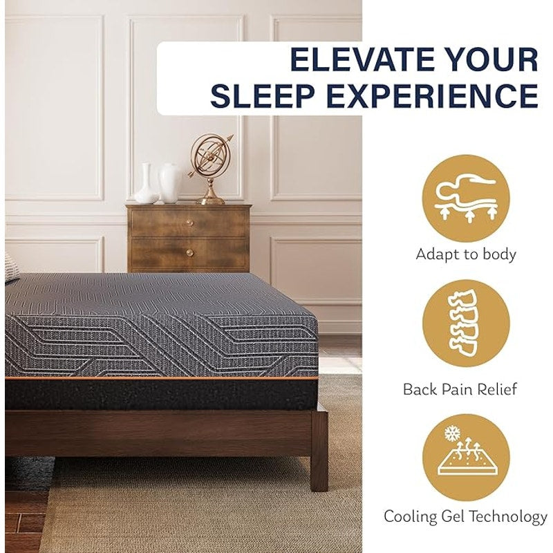 MLILY EGOHOME 14 In Twin XL Mattress, Copper Gel Memory Foam Mattress for Pain Relief, Medium, Black