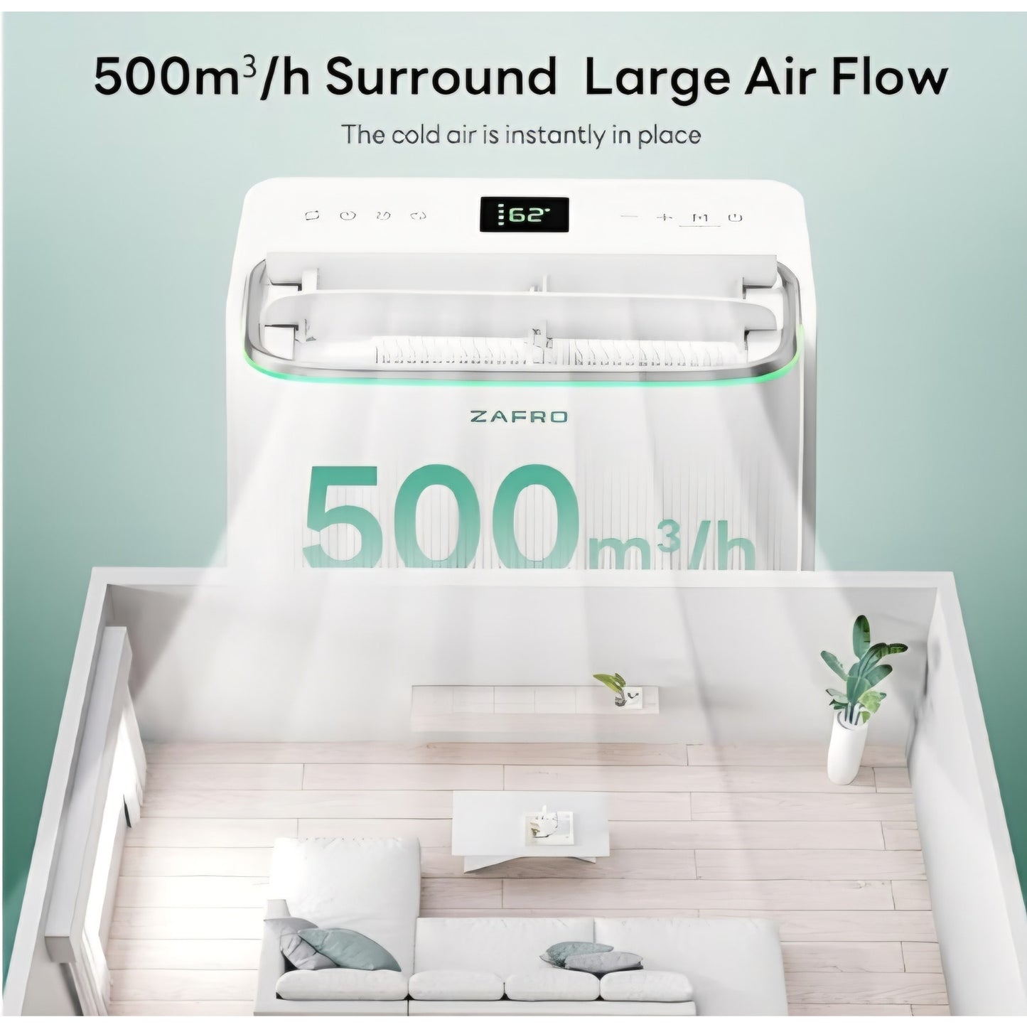 ZAFRO Smart Inverter Portable Air Conditioners, 14000 BTU (10000 BTU SACC) Dual Hose Portable AC