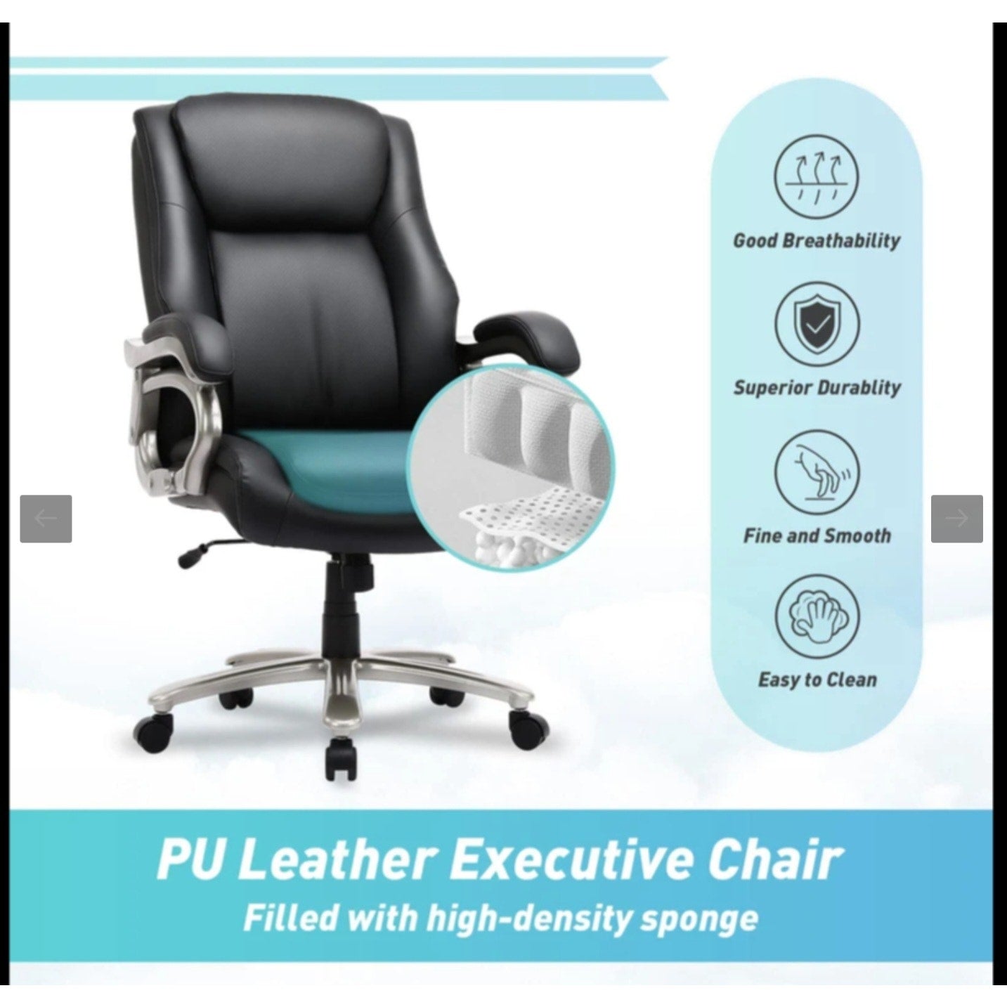 COLAMY Big Tall Office Chair 400lbs Wide Seat, High Back PU Leather Executive Desk Chair