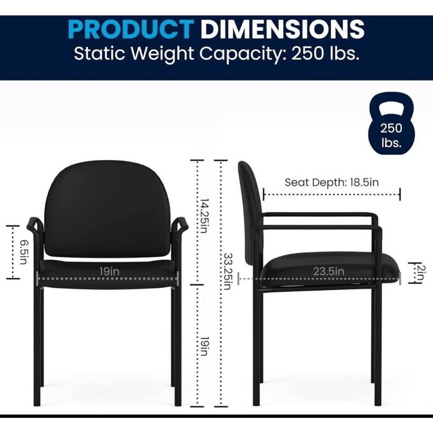 Flash Furniture Tiffany Side Reception Chair with Padded Armrests, Stackable Vinyl Waiting Room Chai
