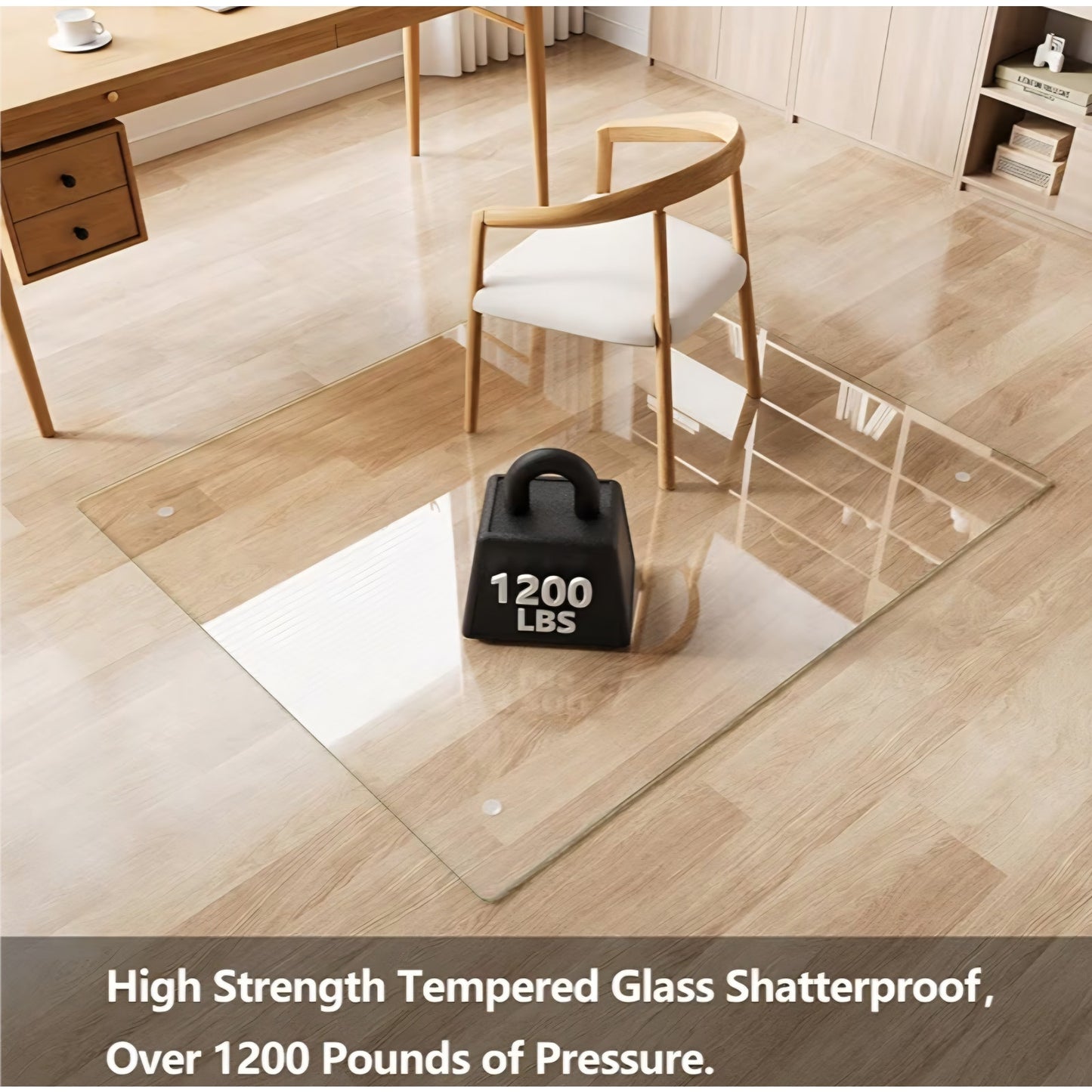 Koonmi Chair Mat for Carpet, Tempered Glass 46"x55" Office Chair Mat, Glass Floor Mat Protector