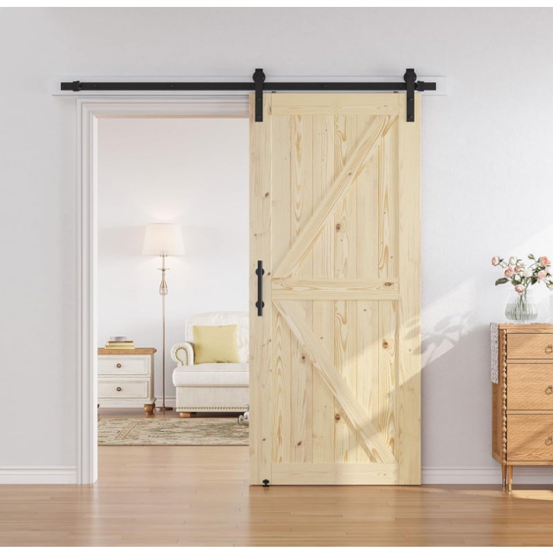 SMARTSTANDARD 36in x 84in Sliding Barn Door with 6.6ft Barn Door Hardware Kit Included