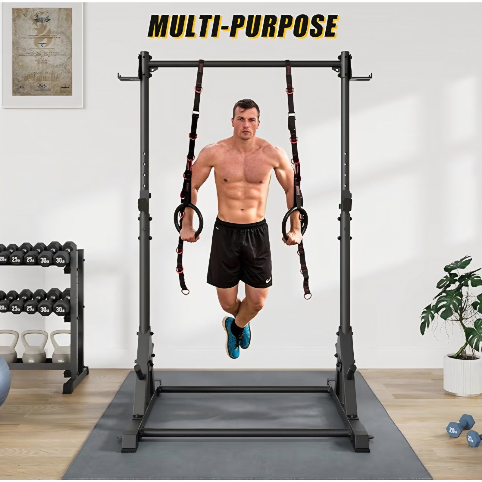 Pull Up Station, Strength Training Workout Pull Up Bar Free Standing for Home Gym