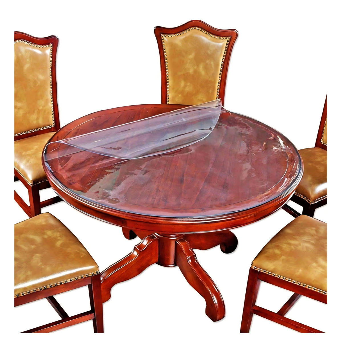 Round Table Protector Plastic Vinyl Tablecloth Protective Desk Office Blotter Pad Glass