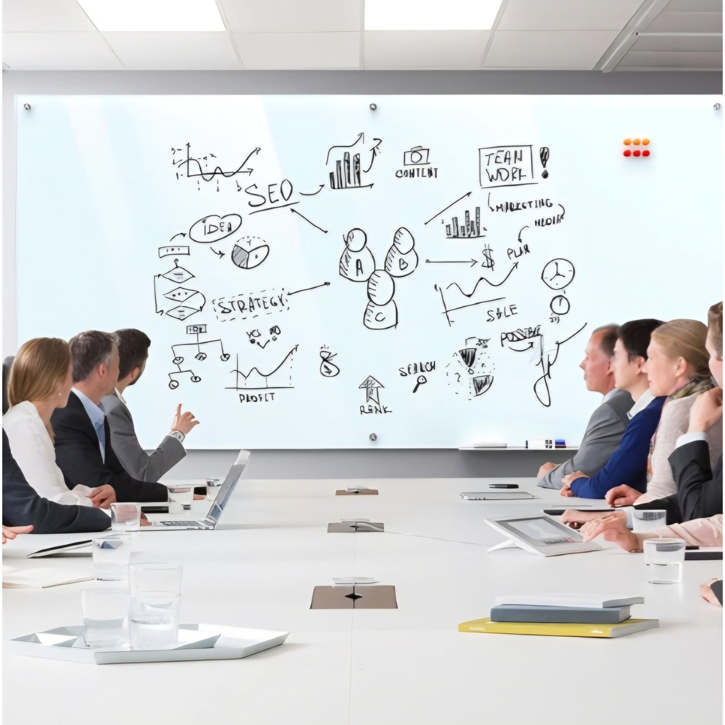 MaxGear Glass Whiteboard Wall Mounted, Frameless Magnetic Dry Erase Board 96x48