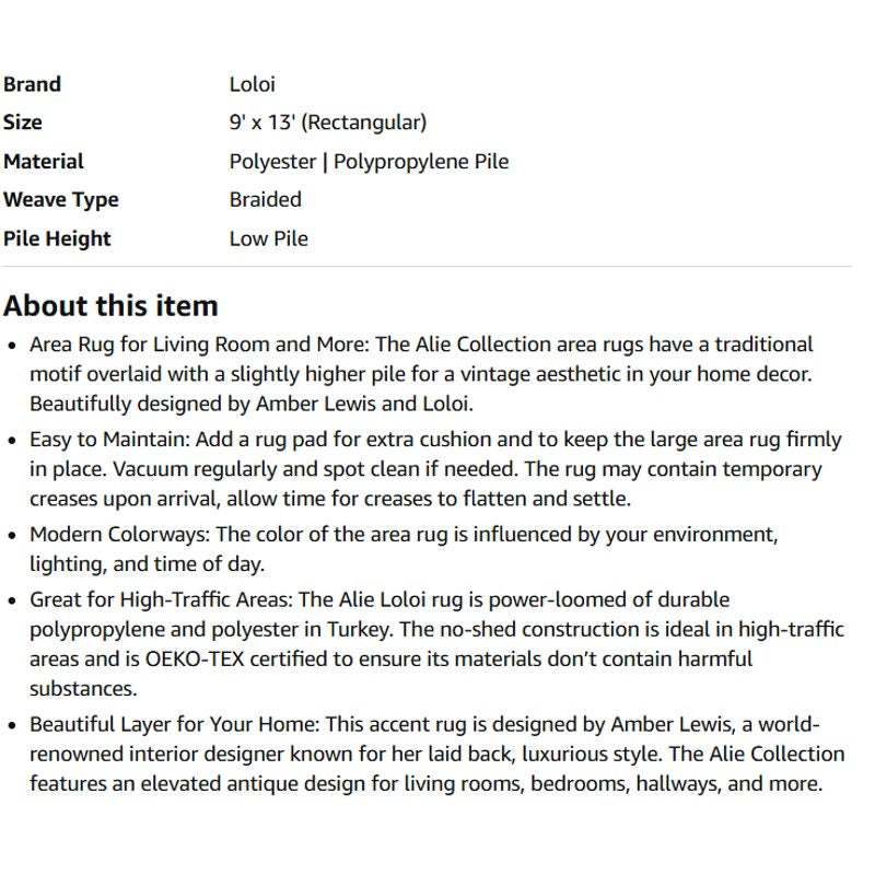 Loloi Amber Lewis Alie, Gold/Beige 9'-6'' x 13'-1'', .13'' Pile Height, Area Rug (Rectangular)