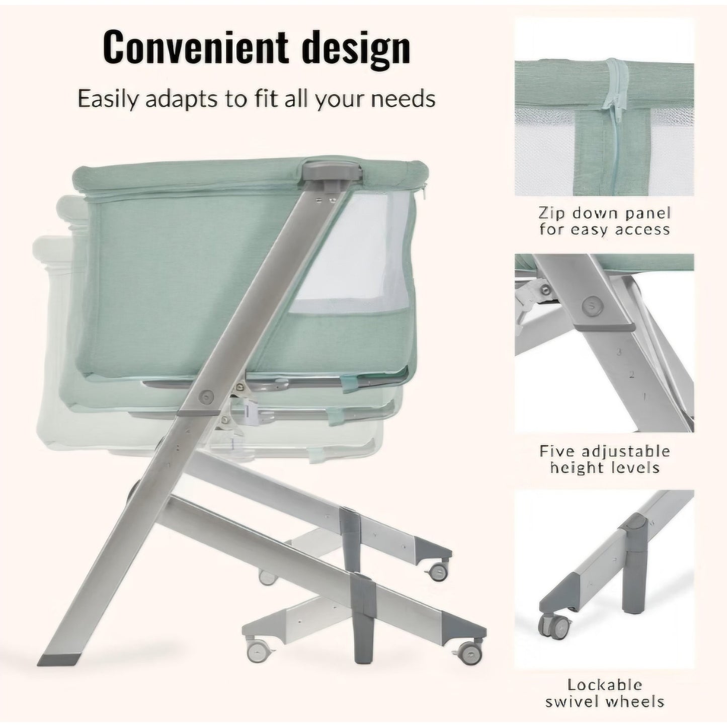 Dream On Me Skylar Bassinet and Bedside Sleeper, Adjustable Heights, Breathable Mesh Sides