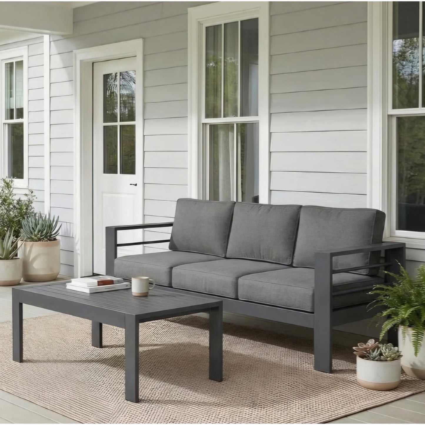 Wisteria Lane Metal Patio Furniture Set for All Weather, Oversized Heavy Duty Outdoor Furniture Set