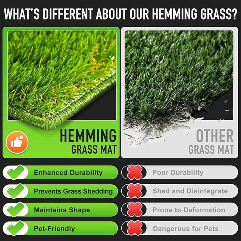 Hompet Dog Grass Pad with Tray Large, 52.7"x35", 2 Reusable Artificial Turf for Dogs Potty,