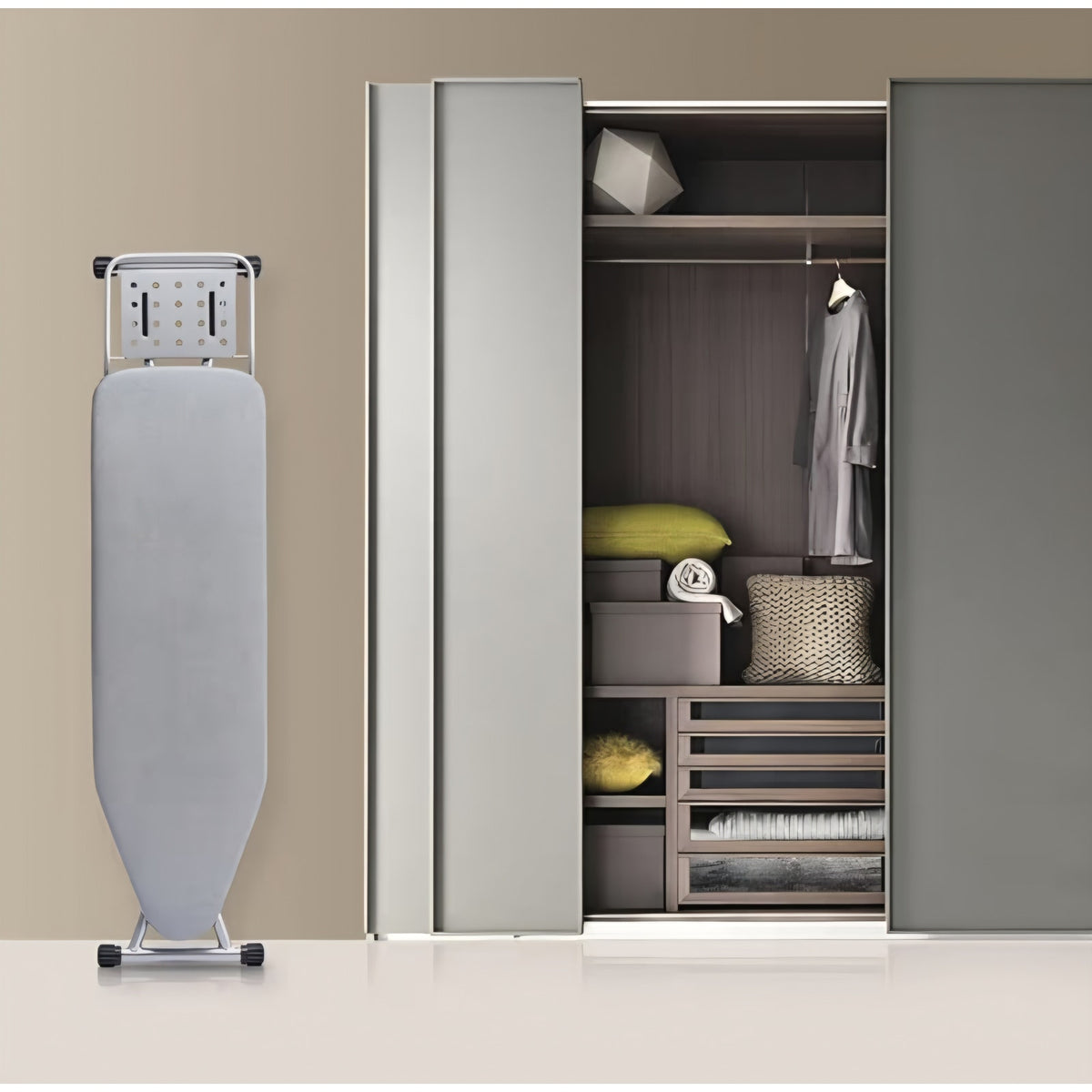 BKTD Ironing Board, Heat Resistant Cover Iron Board with Steam Rest,Non-Slip Foldable Ironing Stand