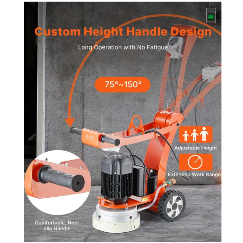 VEVOR Electric Concrete Floor Grinder, 10", Walk-Behind Grinder, 1.7 HP For Granite, Marble stones