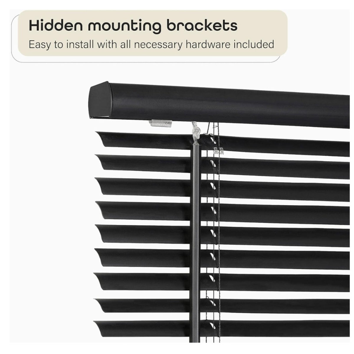 Cordless Light Filtering Mini Blind - 70 Inch Width, 48 Inch Length, 1" Slat Size - Black