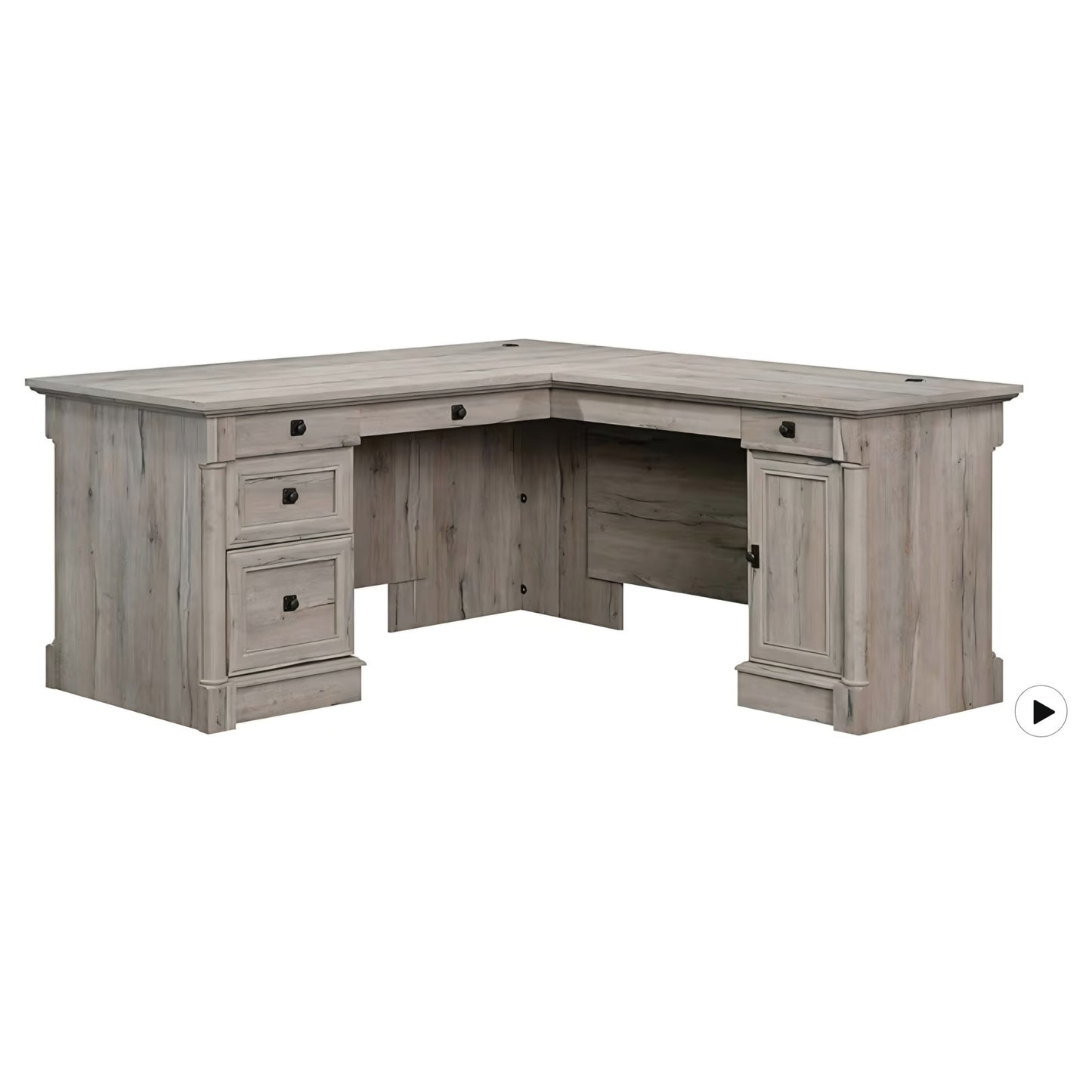 Sauder Palladia L Shaped Desk with Drawers, Office Desk with File Cabinet Storage Split Oak finish
