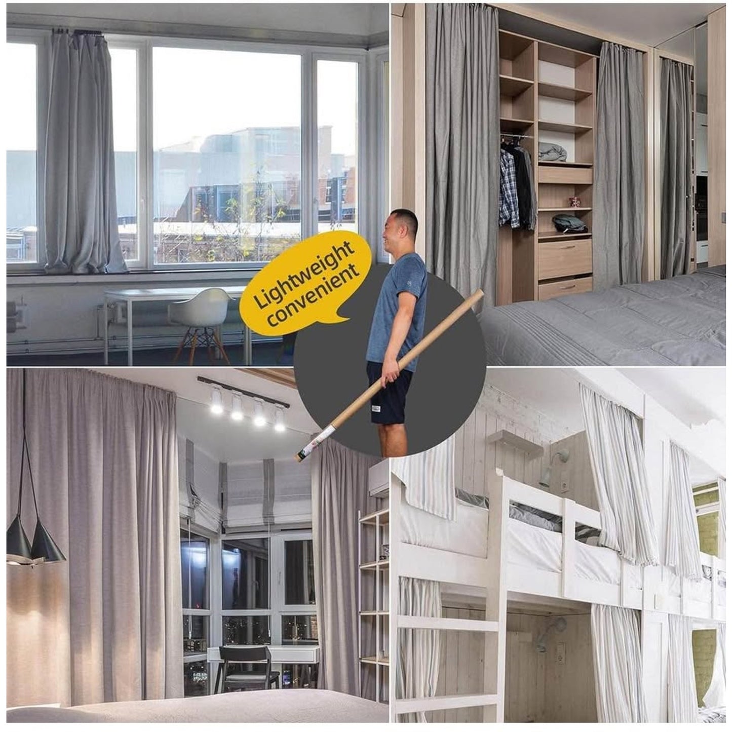 Retractable Ceiling Curtain Track, Measurement-Free Curtain Track 33.5''-59'',For Room Divider, Show