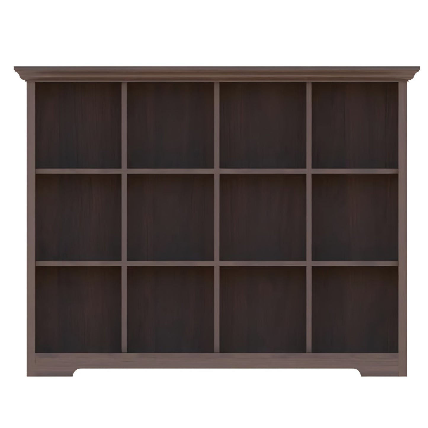 Cube Shelf Bookcase with Base - Wooden 3 Tiers Floor Standing Low Storage Cabinet for Home