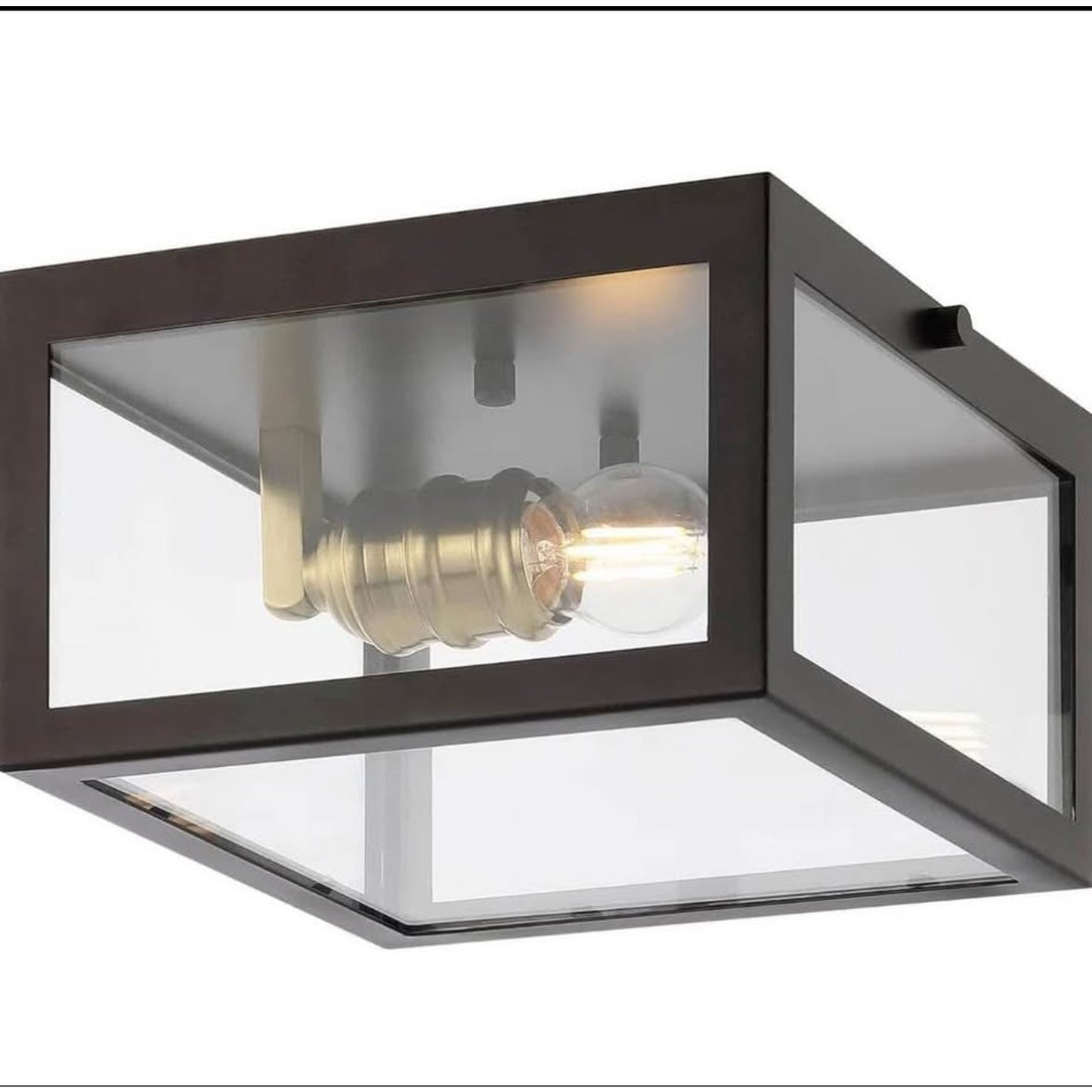 JONATHAN Y JYL9553D Eleanor 8" 1-Light Farmhouse Industrial Square Iron/Glass Case LED Flush Mount M