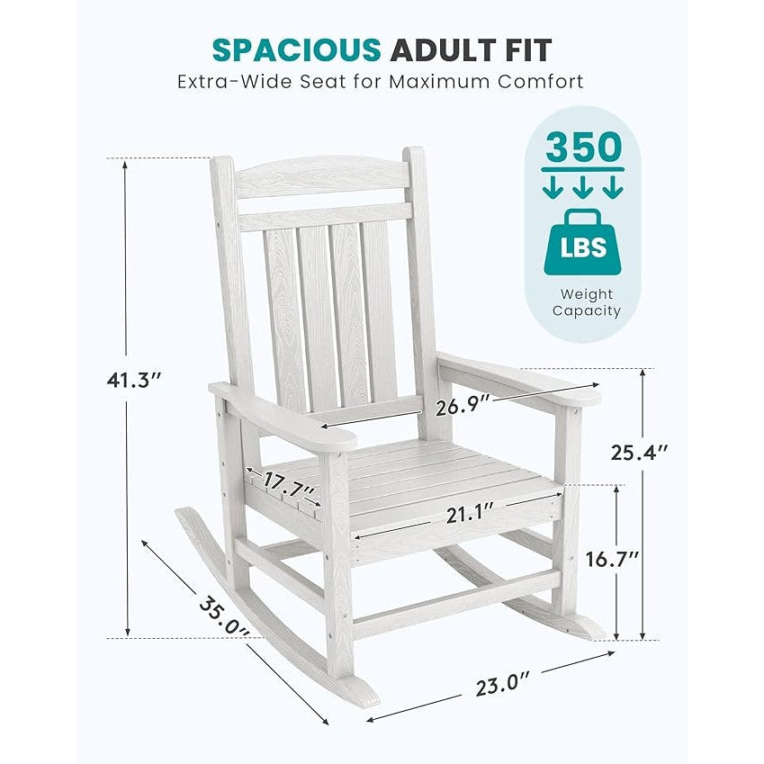 SERWALL Outdoor Rocking Chairs Set of 2, Oversized HDPE Porch Rockers for Adults