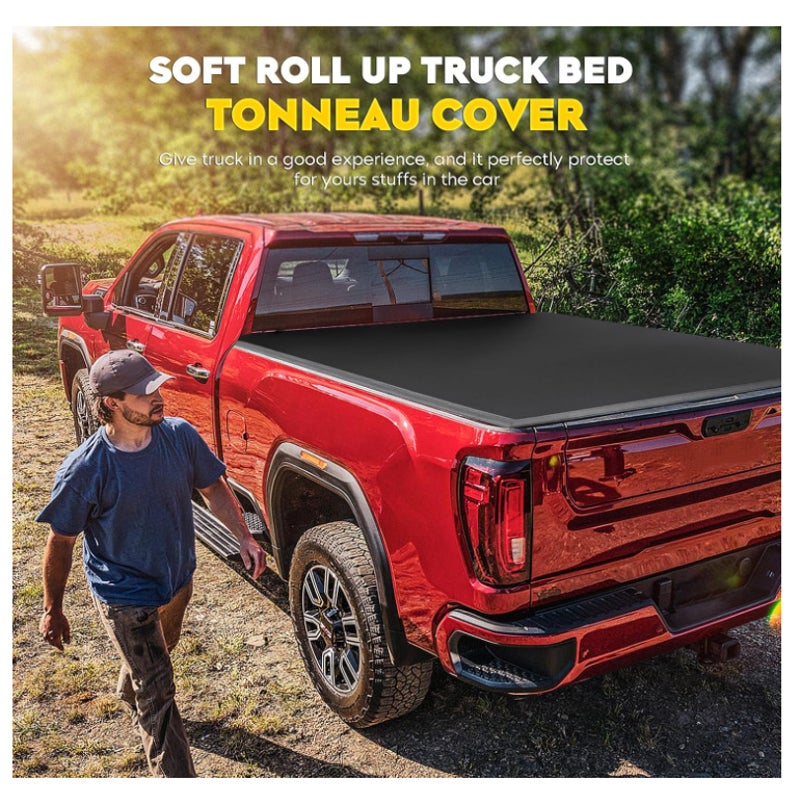 6.6 ft Soft Roll Up Truck Tonneau Bed Cover for 2014-2018 Chevrolet Silverado GMC Sierra 1500