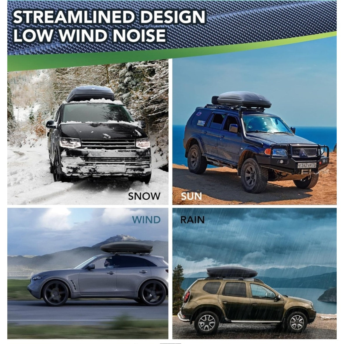 14 Cubic Feet Hard Shell Top Mount Carrier, Rooftop Cargo Box Carrier, Dual-Side Opening, Universal