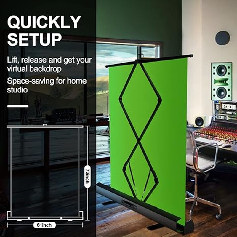 EMART Upgrade Green Screen, 61x72in Collapsible Chroma Key Panel for Background Removal