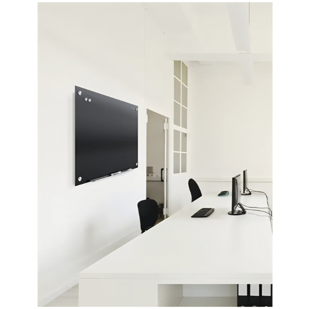 Quartet Magnetic Dry Erase Board, 96" x 48" Glass Whiteboard for Wall, Infinity, Black