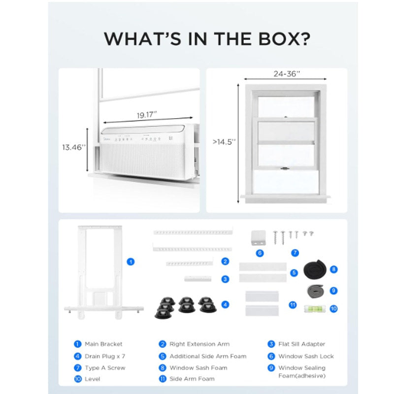 Midea 8,000 BTU U Shaped Window Air Conditioner, Cools up to 350 Sq Ft Ultra Quiet U-Shaped Design