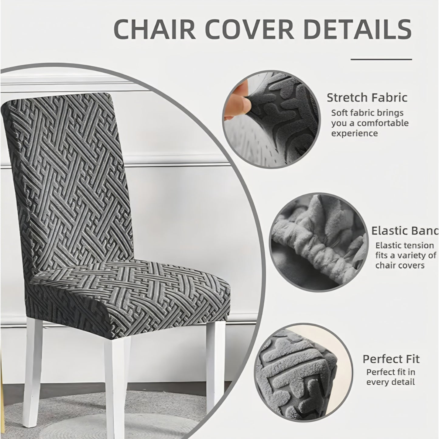 Chair Covers, Stretch Jacquard Dining Room Chair Covers Set of 6,