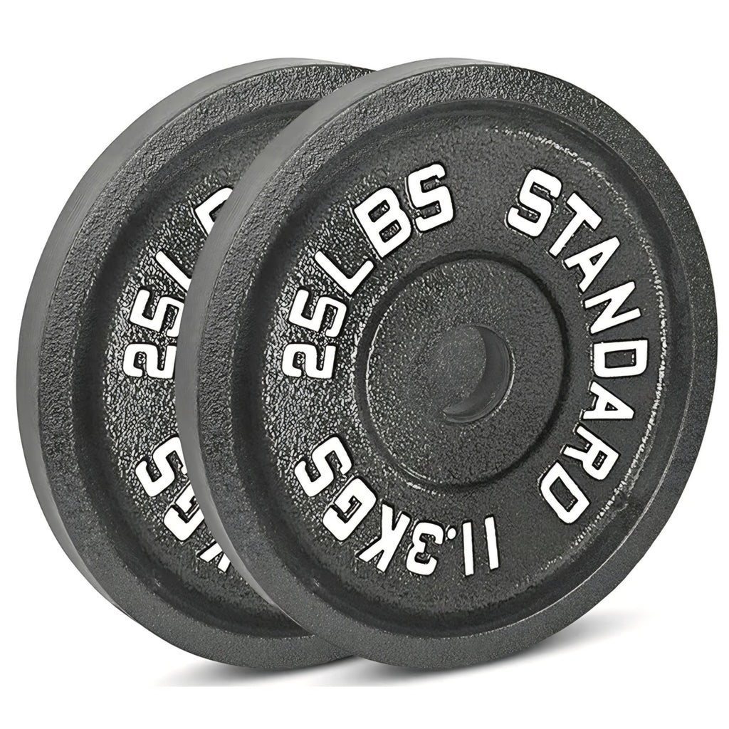 25 LB Cast Iron Olympic Weight Plates – Free Weights with 2-inch Hole & Anti-Rust Hammertone Finish