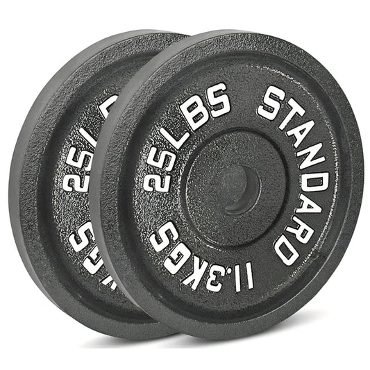 25 LB Cast Iron Olympic Weight Plates – Free Weights with 2-inch Hole & Anti-Rust Hammertone Finish