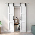 Fredbeck Double 18x84 inch White Barn Door with 6.6FT B, Hardware Kit Included, 36inch barn Door