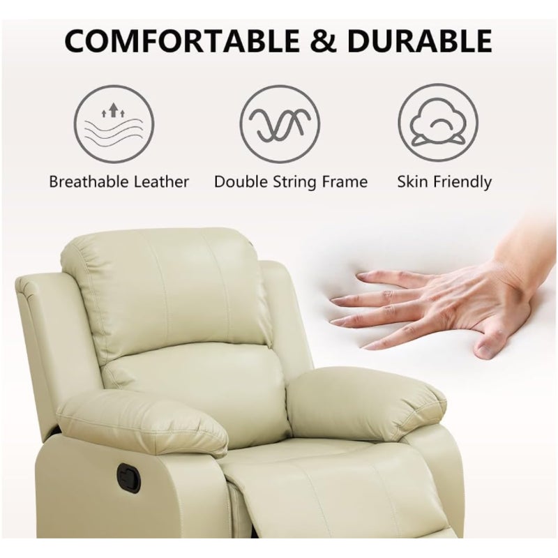 Manual Recliner Sofa, Luxury 3 Seat Reclining Sofa, Recliner Couch with Cup Holders & Coffee Table