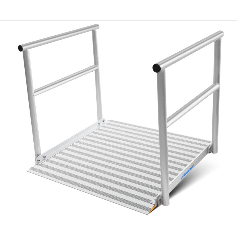 Ruedamann 36" Wide Aluminum Wheelchair Ramp with Handrails, Non-Slip Extra-Wide Platform