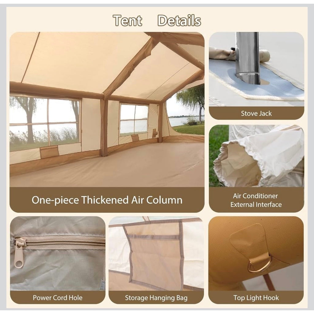 Inflatable camping tent with hand pump for 8-12 person