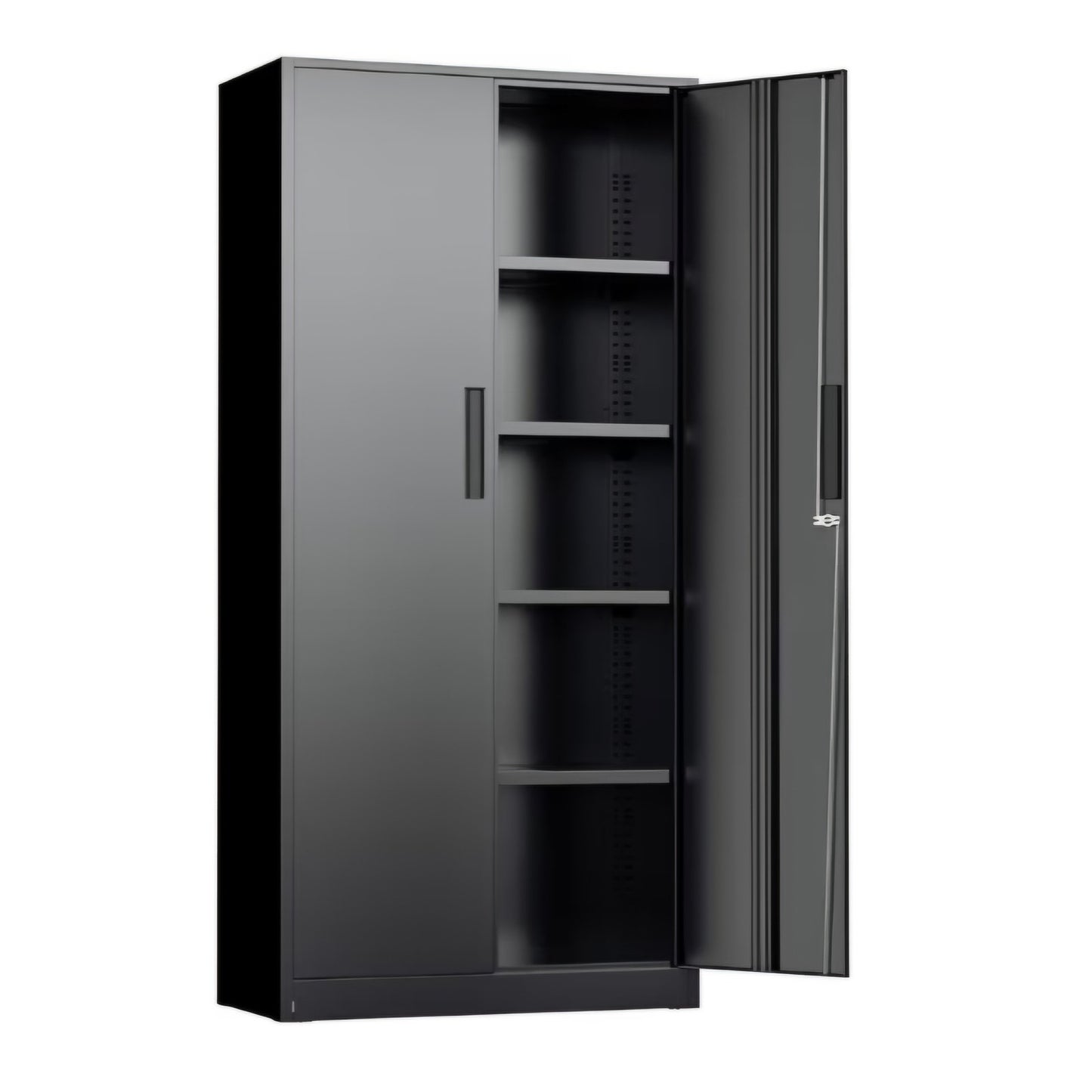 Black Metal Storage Cabinet, 72" Locking Steel Cabinets with 2 Door and 4 Adjustable Shelves