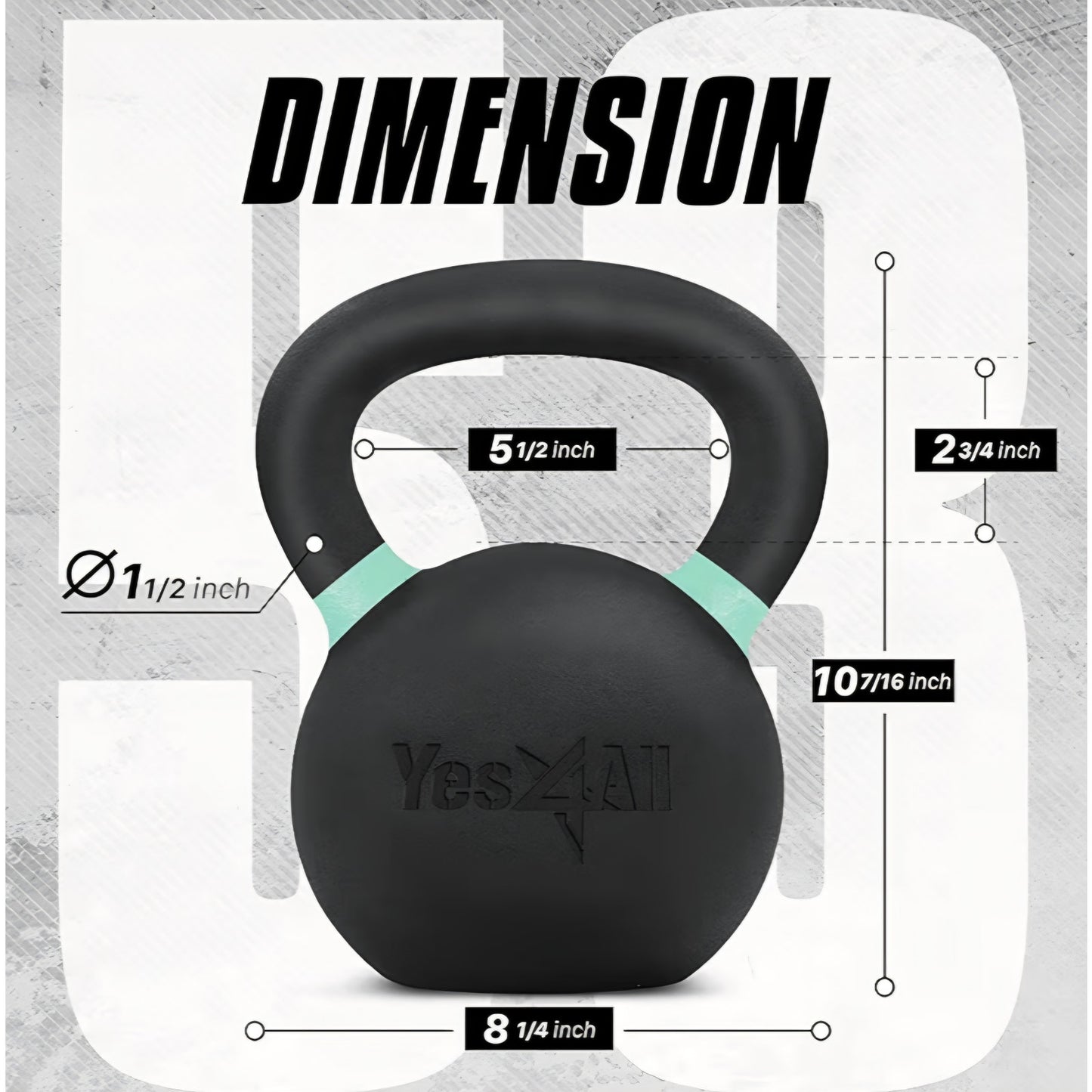 Yes4All Powder Coated Kettlebell, Cast Iron Core Kettlebells 53 lb