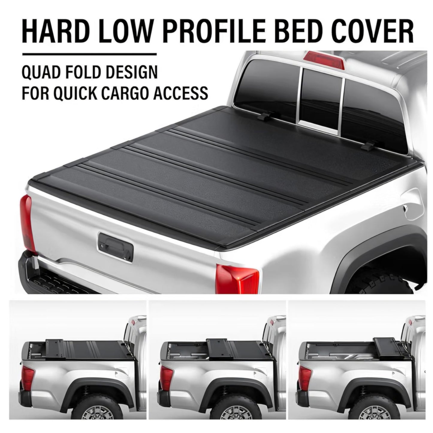 Quad-Fold Truck Bed Covers Fits 2016-2023 Toyota Tacoma 5ft Bed