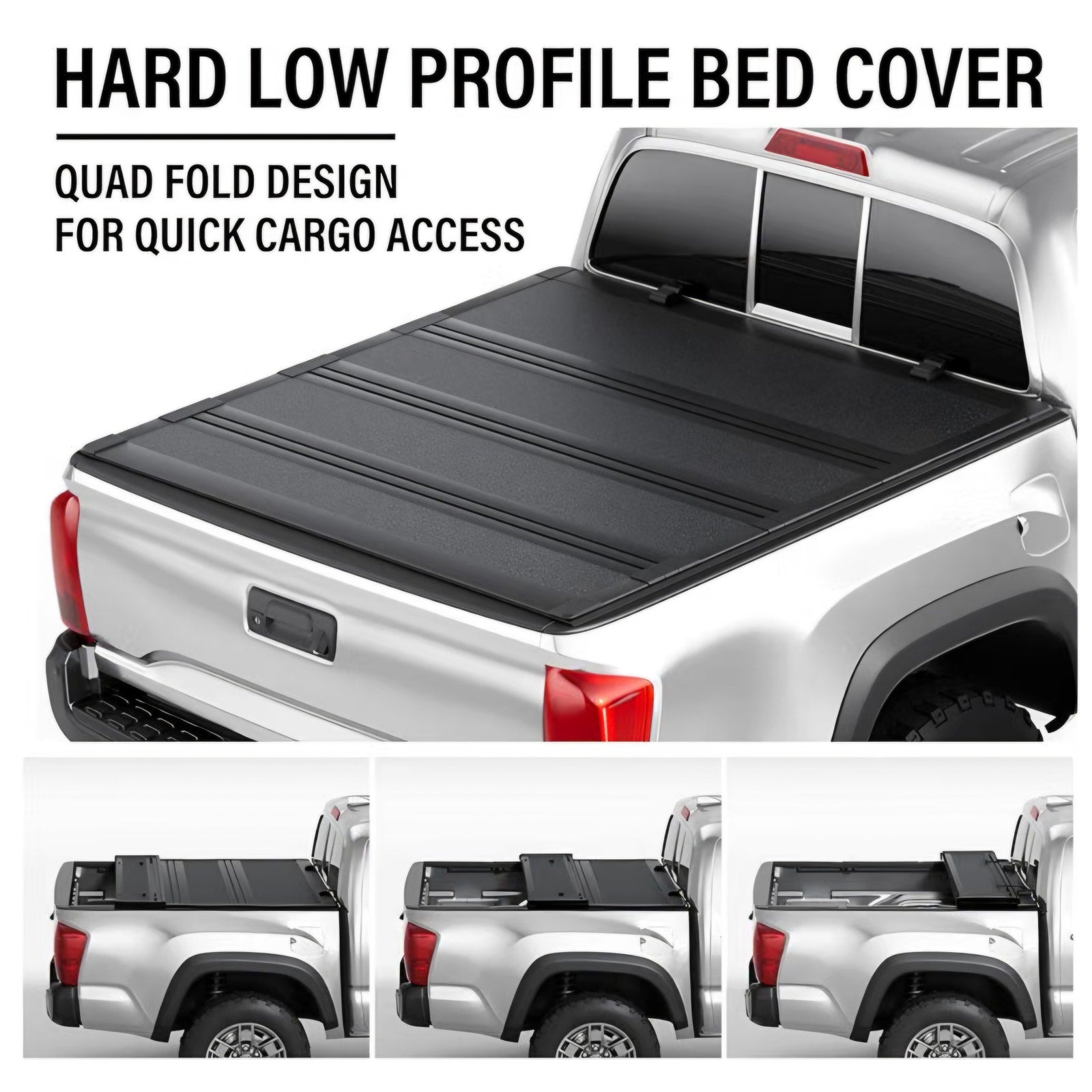 Quad-Fold Truck Bed Covers Fits 2016-2023 Toyota Tacoma 5ft Bed