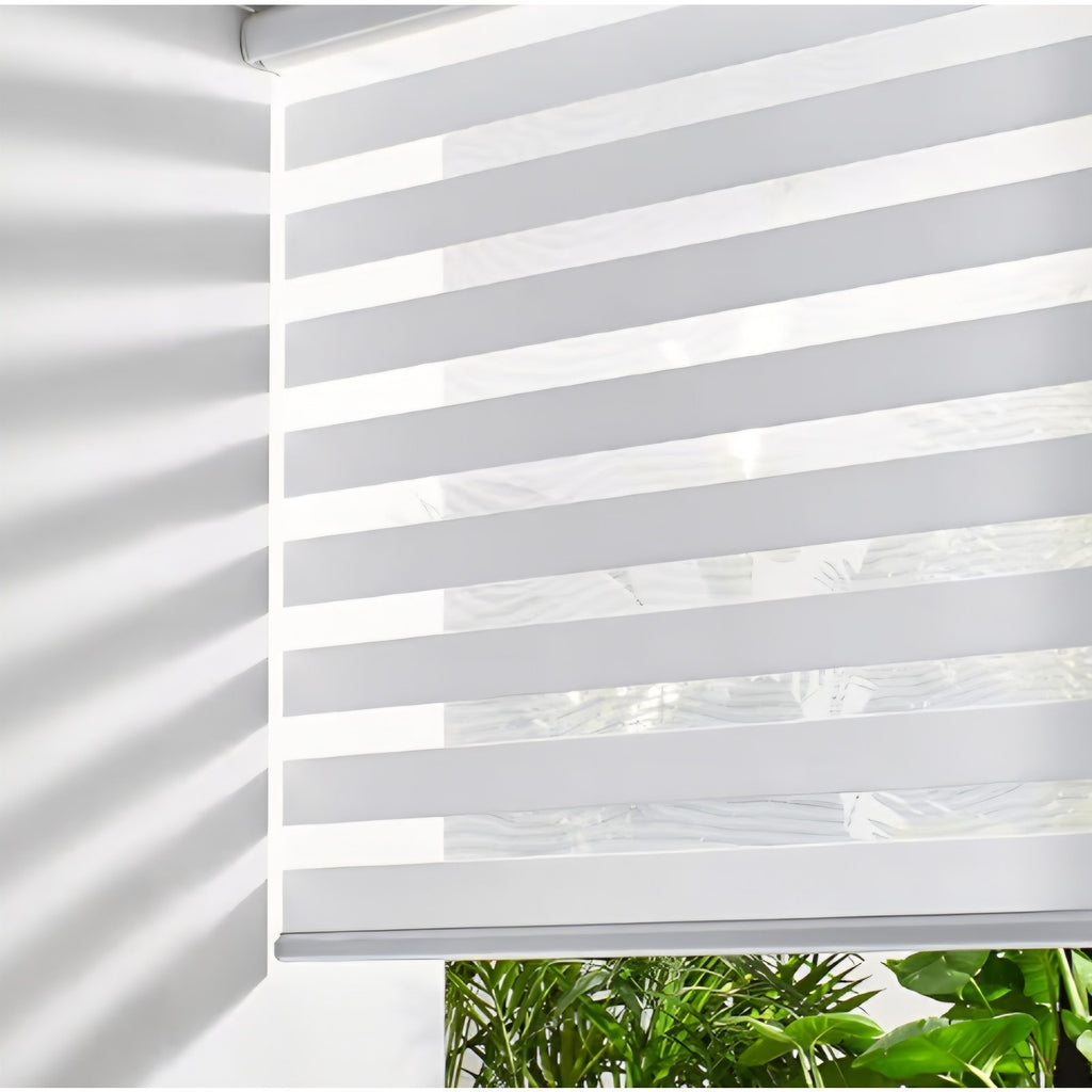 Cordless Zebra Blinds for Windows Free-Stop Roller Windows Shades (70" W X 64" H, White)