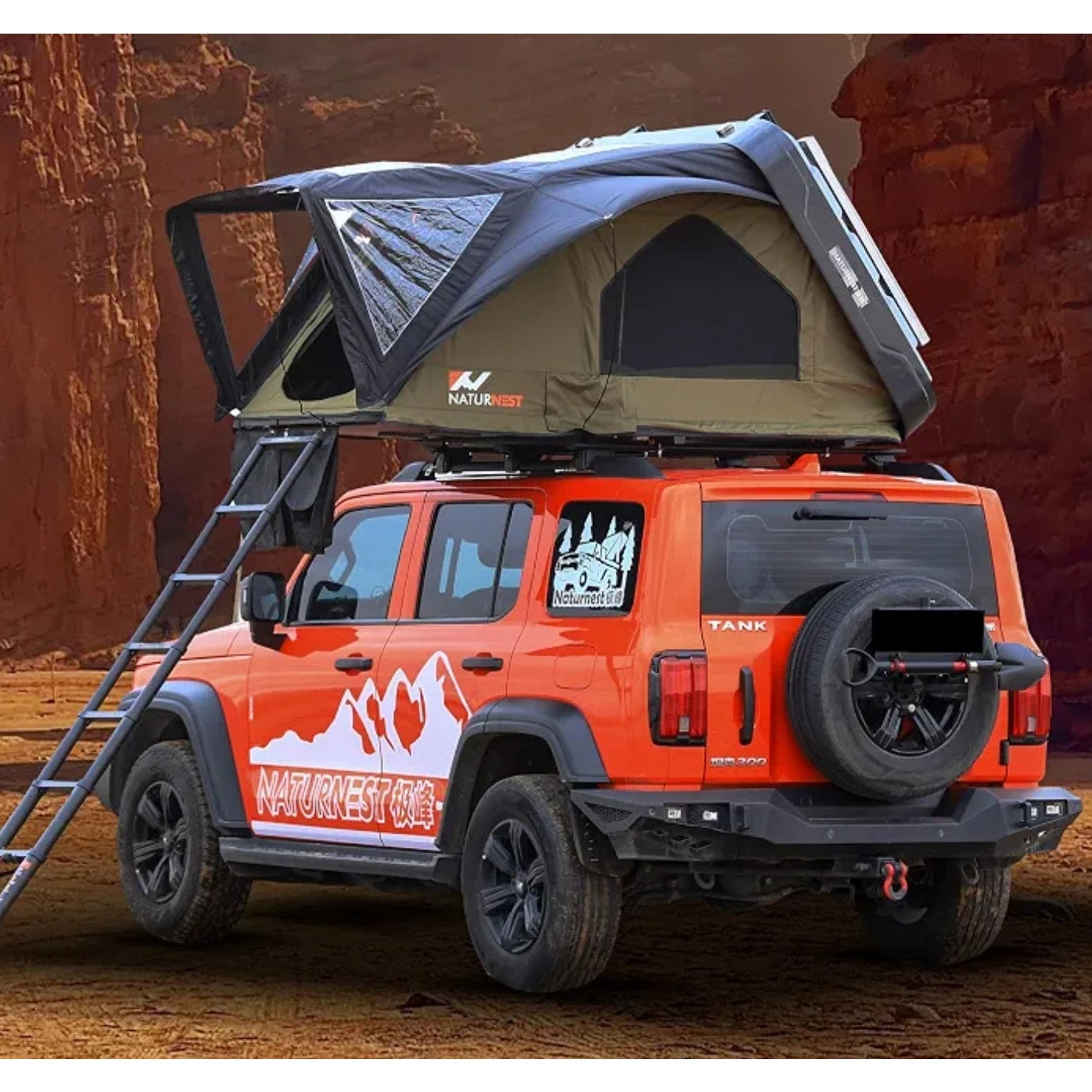Naturnest Rooftop Tent Hard Shell, Easy Set Up Pop Up Large Tent for 2-3 Person Camping